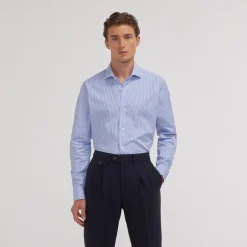 HAST Chemise en dobby à rayures bleues> Chemises Bleues | Chemises Formelles