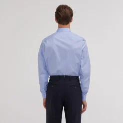 HAST Chemise en fil-à-fil double retors bleue><noscript><img width=