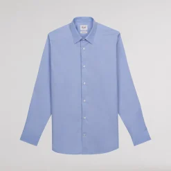 HAST Chemise en fil-à-fil double retors bleue><noscript><img width=