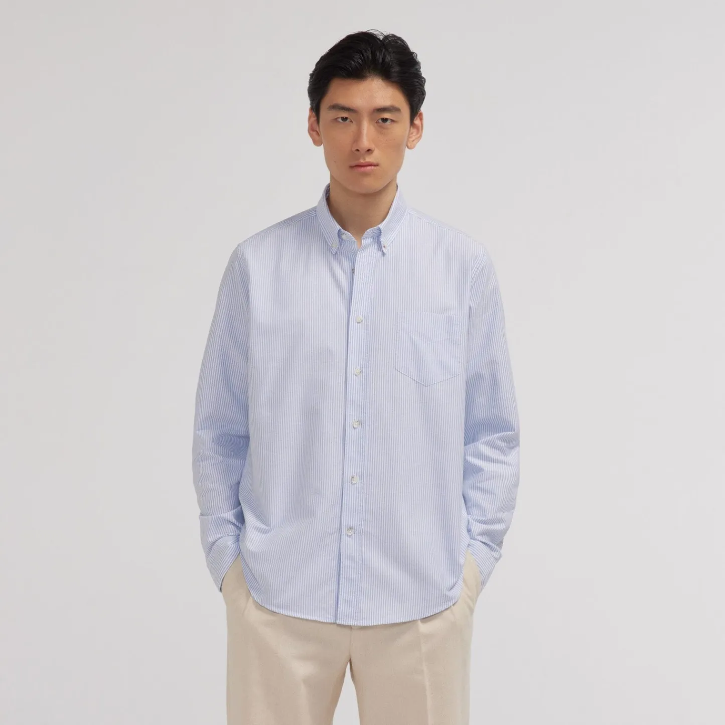 HAST Chemise en oxford à rayures ciel> Les Essentiels | Décontractée