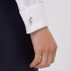 HAST Chemise en oxford double retors blanche à poignets mousquetaires><noscript><img width=