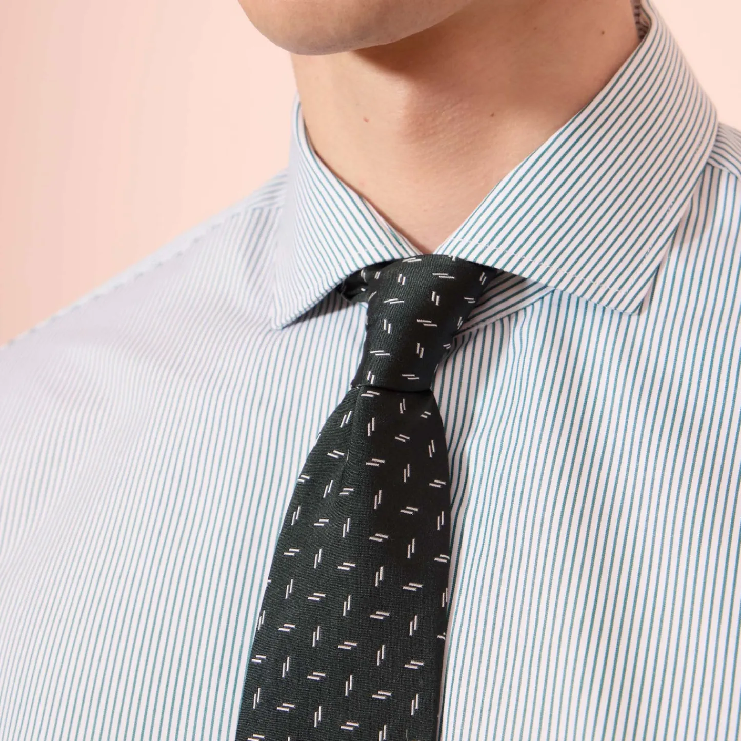 HAST Chemise en popeline à fines rayures vertes> Classique | Chemises Par Couleurs