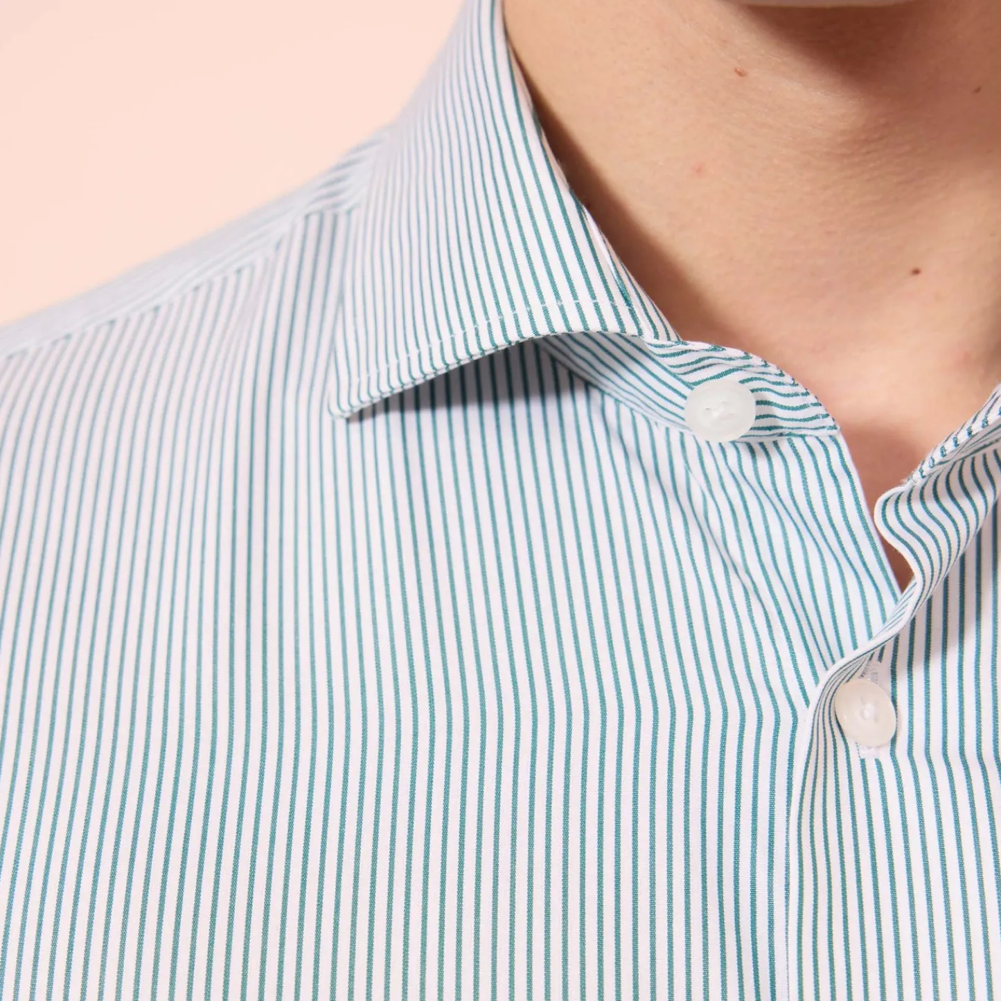 HAST Chemise en popeline à fines rayures vertes> Classique | Chemises Par Couleurs