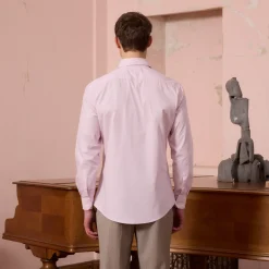 HAST Chemise en popeline à micro-rayures bordeaux><noscript><img width=