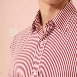 HAST Chemise en popeline à rayures bordeaux et blanches> Classique | Chemises Par Couleurs