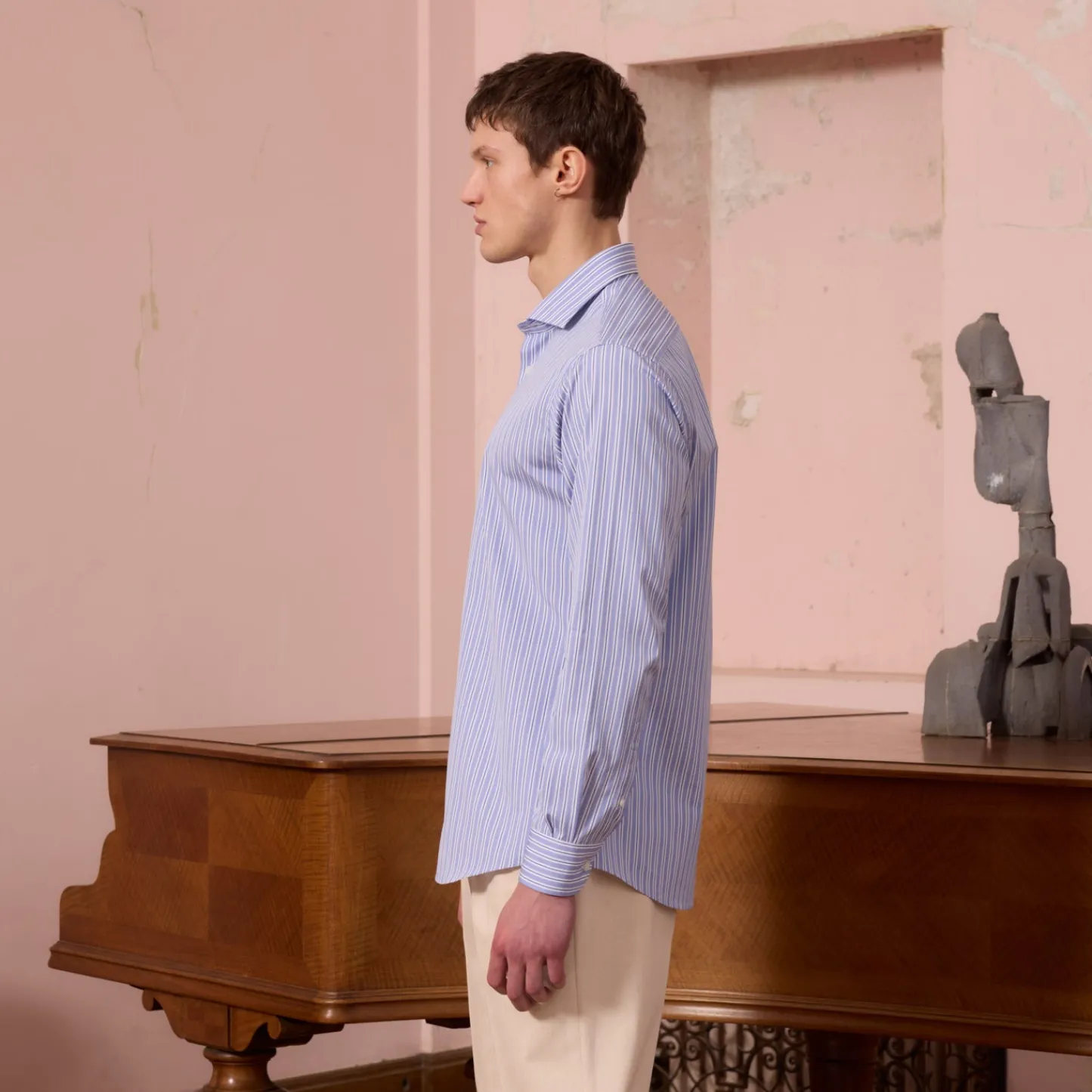 HAST Chemise en popeline à rayures bleues> Classique | Chemises Bleues