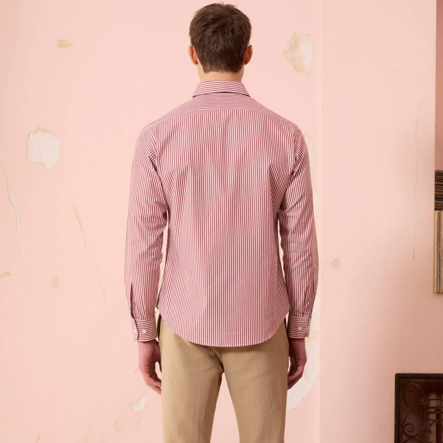 HAST Chemise en popeline à rayures bordeaux et blanches> Classique | Chemises Par Couleurs