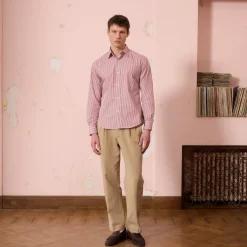 HAST Chemise en popeline à rayures bordeaux et blanches><noscript><img width=