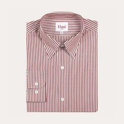 HAST Chemise en popeline à rayures bordeaux et blanches><noscript><img width=