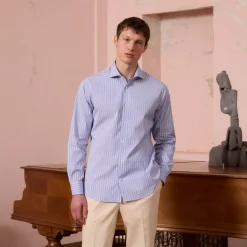 HAST Chemise en popeline à rayures bleues><noscript><img width=