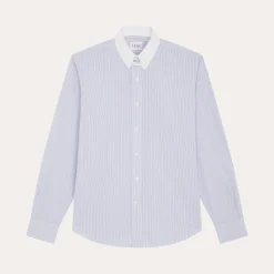 HAST Chemise en popeline à rayures bleues et blanches><noscript><img width=