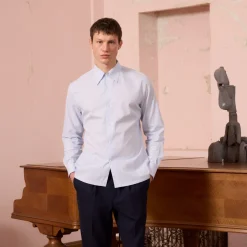 HAST Chemise en popeline bleue à rayures> Classique | Chemises Bleues