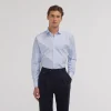 HAST Chemise en popeline double retors à petites rayures> Classique | Chemises Bleues
