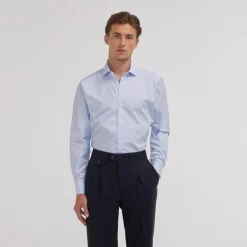 HAST Chemise en popeline double retors à petites rayures> Classique | Chemises Bleues