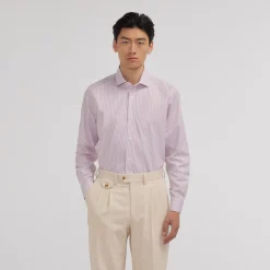 HAST Chemise en popeline double retors à fines rayures s> Classique | Chemises Formelles