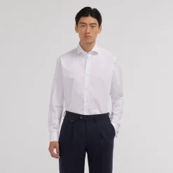 HAST Chemise en popeline double retors blanche à poignets mousquetaires> Classique | Chemises Blanches