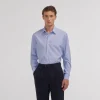 HAST Chemise en popeline double retors faux-uni à fines rayures bleues> Classique | Chemises Bleues