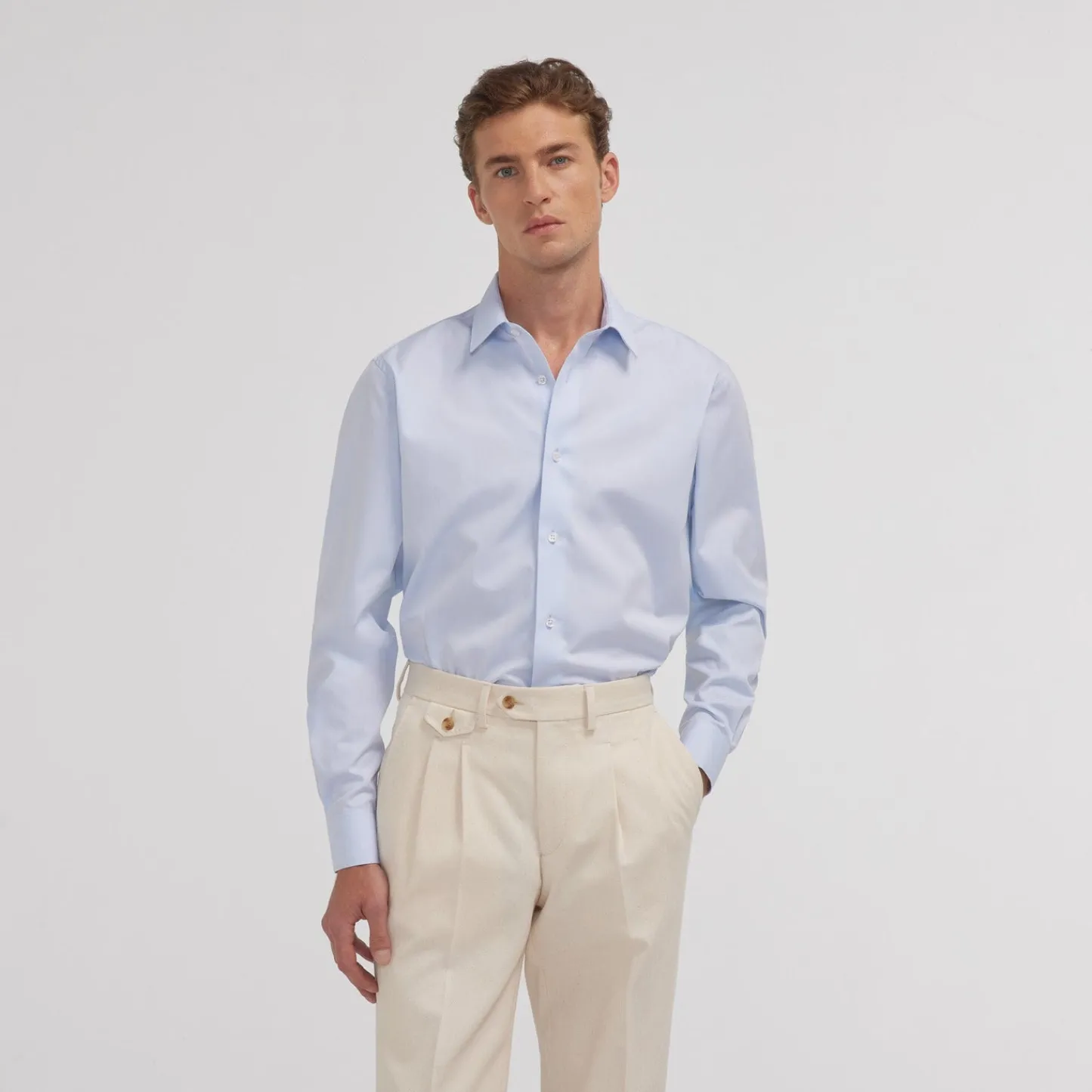 HAST Chemise en popeline double retors> Classique | Chemises Bleues