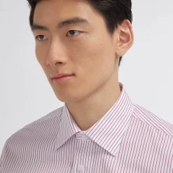 HAST Chemise en popeline double retors à rayures blanches et rouges> Classique | Chemises Formelles