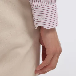 HAST Chemise en popeline double retors à rayures blanches et rouges><noscript><img width=