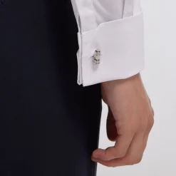 HAST Chemise en popeline double retors blanche à poignets mousquetaires><noscript><img width=