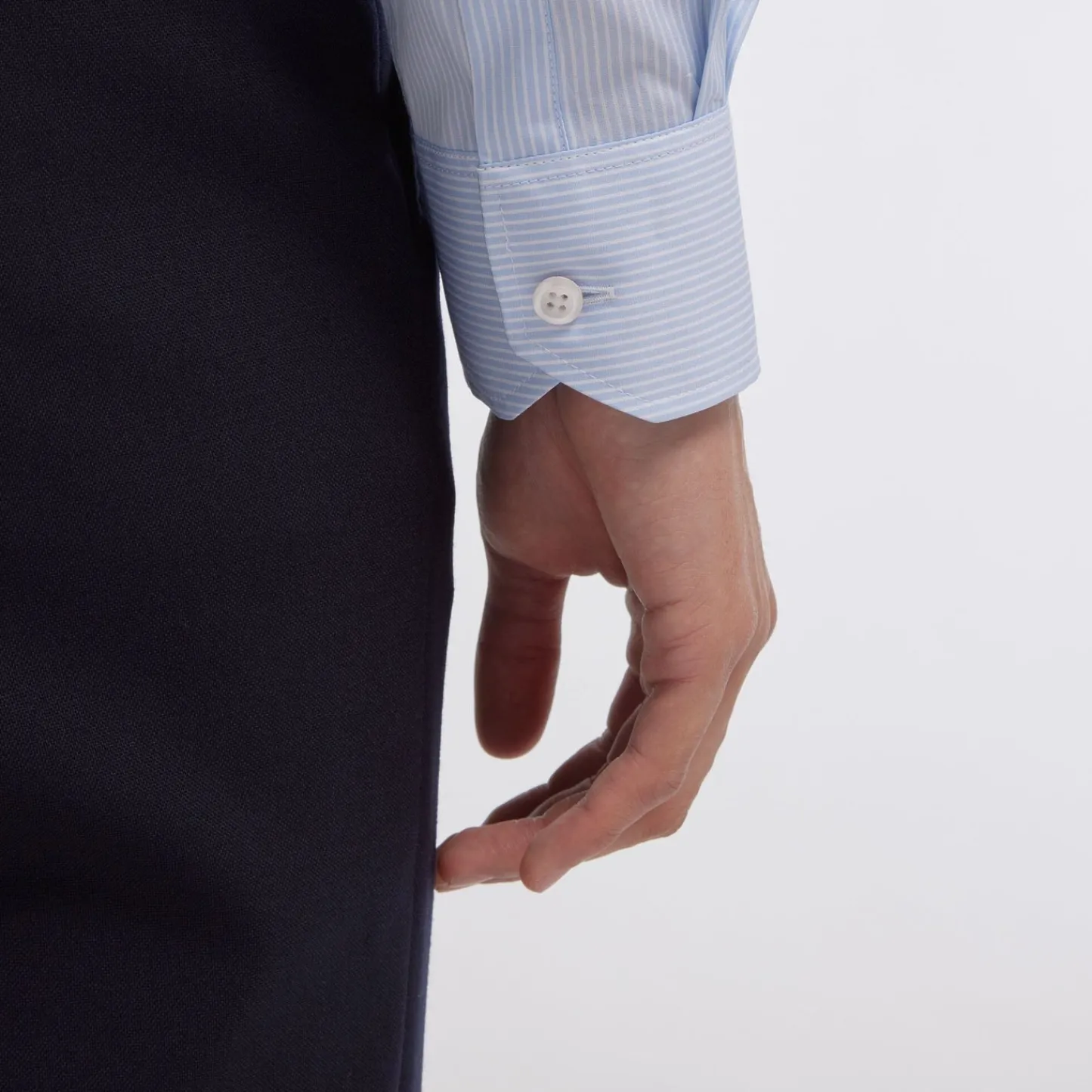 HAST Chemise en popeline double retors à rayures bleues et blanches> Classique | Chemises Bleues