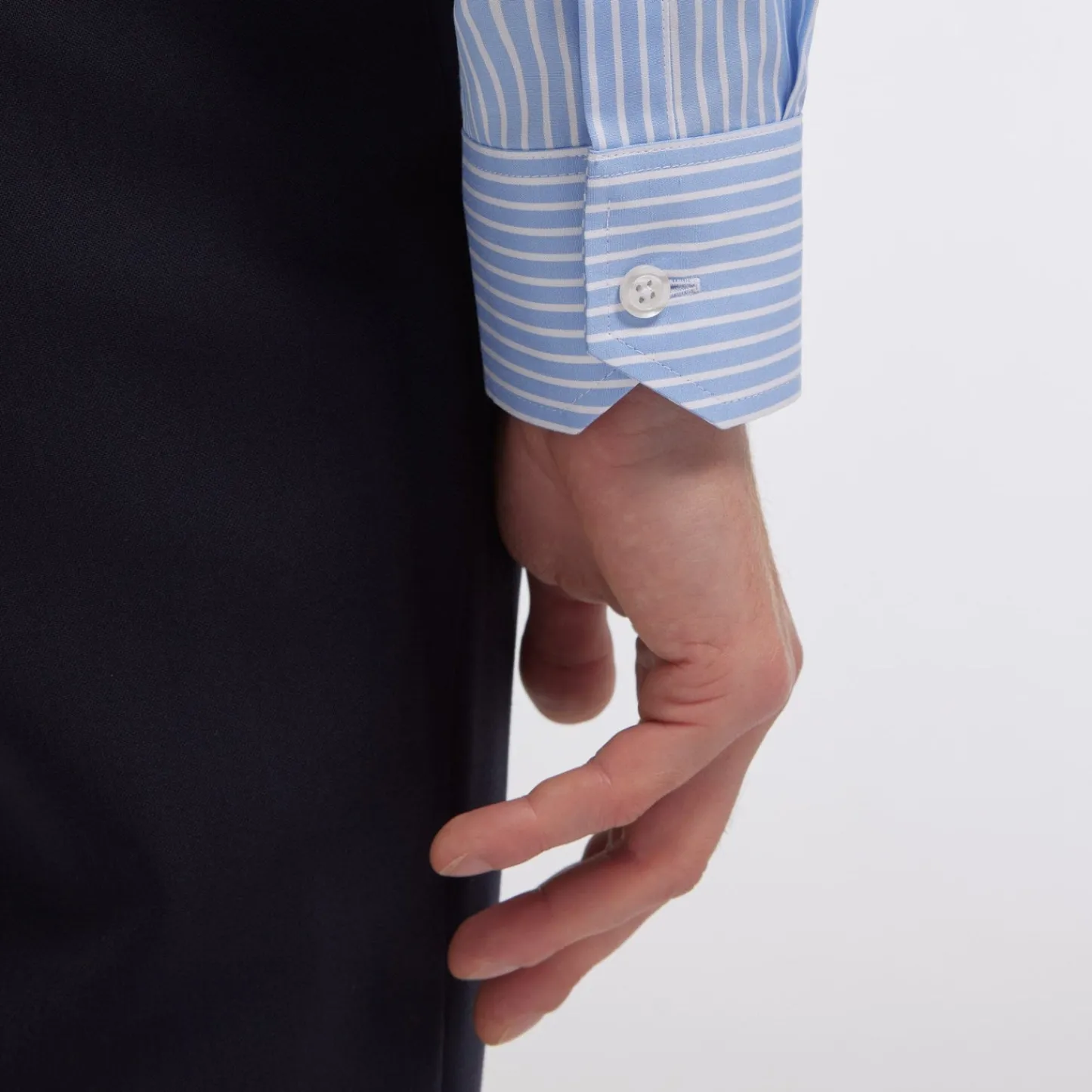 HAST Chemise en popeline double retors à rayures bleues> Classique | Chemises Bleues