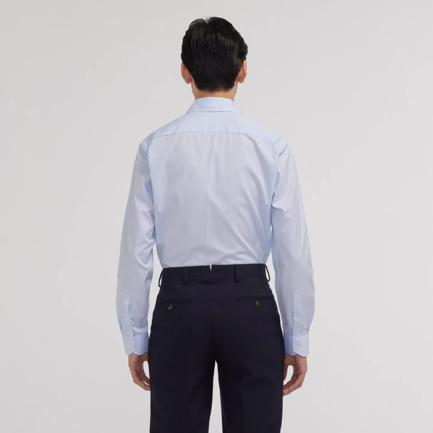 HAST Chemise en popeline double retors à rayures bleues et blanches> Classique | Chemises Bleues