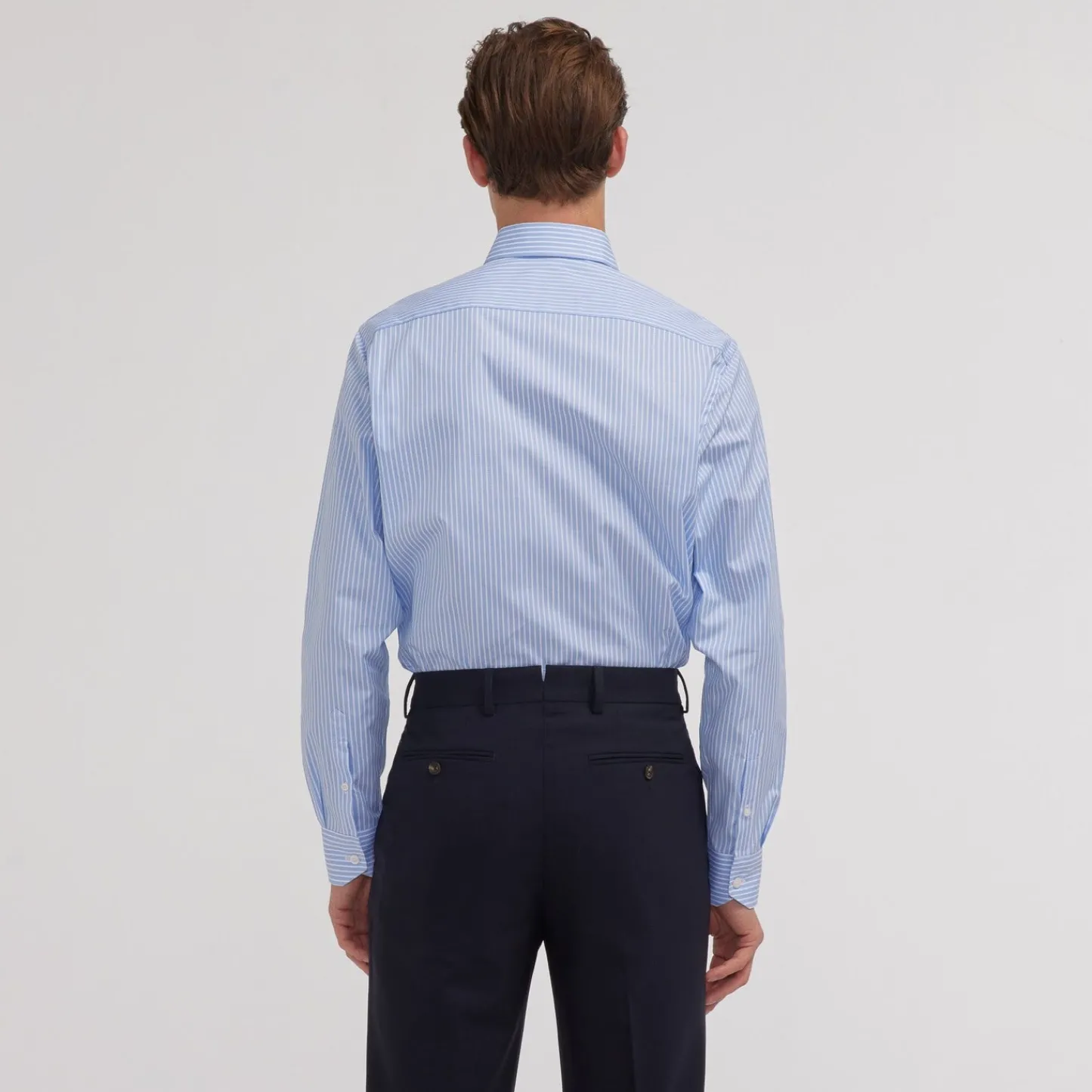 HAST Chemise en popeline double retors à rayures bleues> Classique | Chemises Bleues