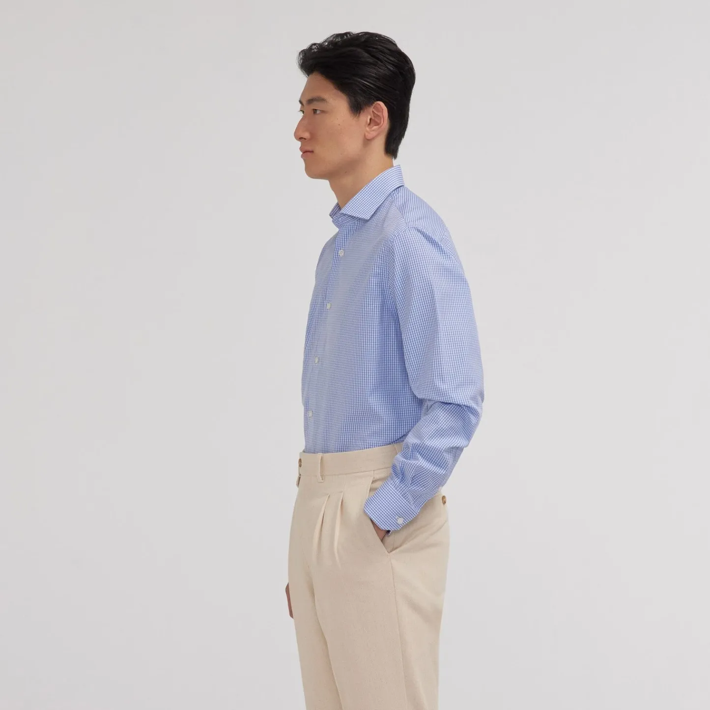 HAST Chemise en popeline double retors vichy e> Classique | Chemises Bleues