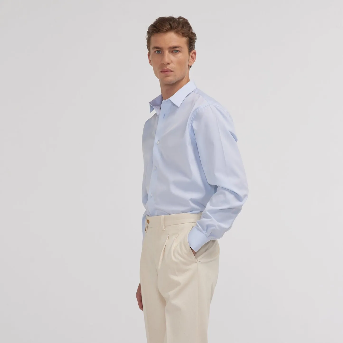 HAST Chemise en popeline double retors> Classique | Chemises Bleues