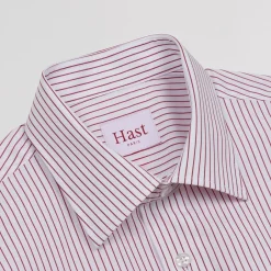 HAST Chemise en popeline double retors à rayures blanches et rouges><noscript><img width=