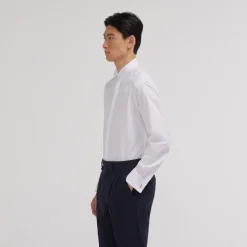 HAST Chemise en popeline double retors blanche à poignets mousquetaires><noscript><img width=