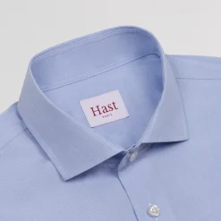 HAST Chemise en popeline double retors faux uni à carreaux bleus><noscript><img width=