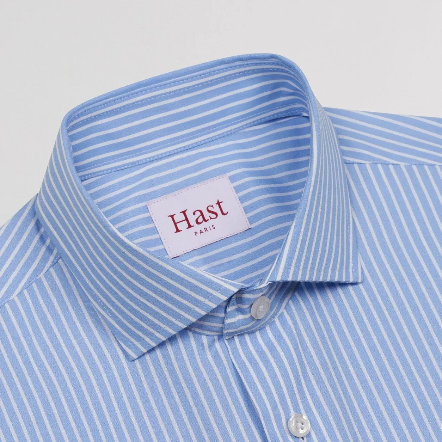 HAST Chemise en popeline double retors à rayures bleues> Classique | Chemises Bleues
