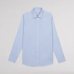 HAST Chemise en popeline double retors à rayures bleues et blanches><noscript><img width=