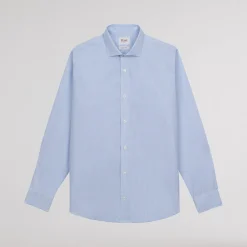 HAST Chemise en popeline double retors à petites rayures bleu ciel><noscript><img width=