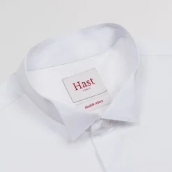 HAST Chemise en popeline double retors blanche à poignets mousquetaires><noscript><img width=