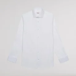 HAST Chemise en popeline double retors blanche à poignets mousquetaires><noscript><img width=