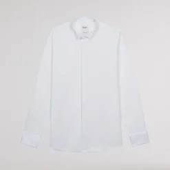 HAST Chemise en popeline double retors blanche à poignets mousquetaires><noscript><img width=