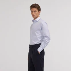 HAST Chemise en royal oxford pied de puce bleue><noscript><img width=