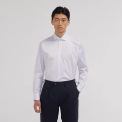 HAST Chemise en twill double retors à fines rayures es> Classique | Chemises Bleues