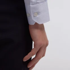 HAST Chemise en twill double retors à fins carreaux bleus><noscript><img width=