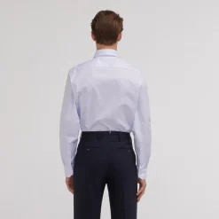 HAST Chemise en twill double retors à fins carreaux bleus><noscript><img width=