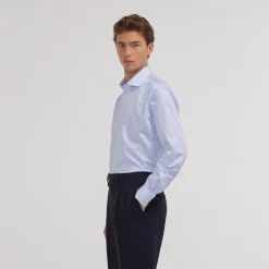 HAST Chemise en twill double retors à rayures bleues><noscript><img width=