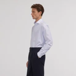 HAST Chemise en twill double retors à fins carreaux bleus><noscript><img width=