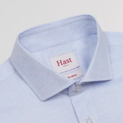 HAST Chemise en twill double retors à fins carreaux bleus><noscript><img width=