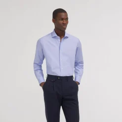 HAST Chemise premium cintrée en fil à fil double retors bleue> Cintrée | Chemises Premium