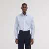 HAST Chemise premium cintrée en popeline double retors bleue à rayures blanches> Cintrée | Chemises Premium