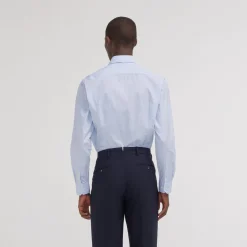 HAST Chemise premium cintrée en popeline double retors bleue à rayures blanches><noscript><img width=